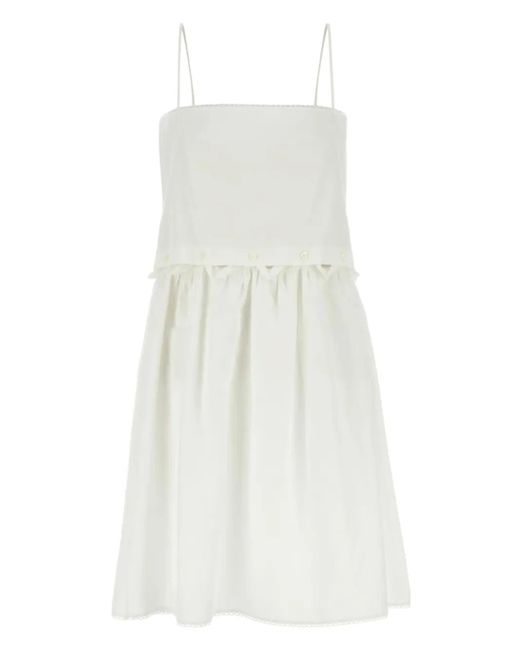 Robe Courte En Popeline Miu Miu en coloris White