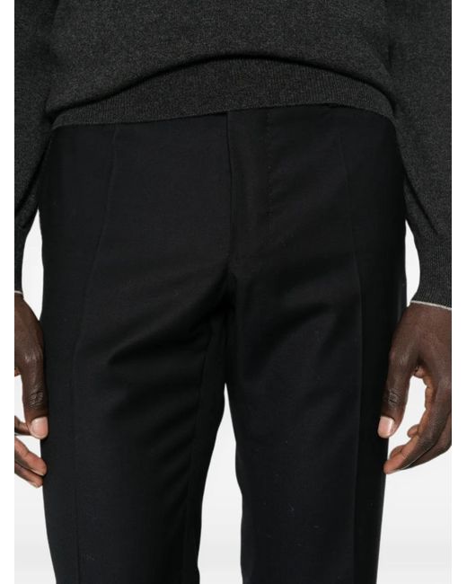 Incotex Blue Flat-Front Wool Trousers for men