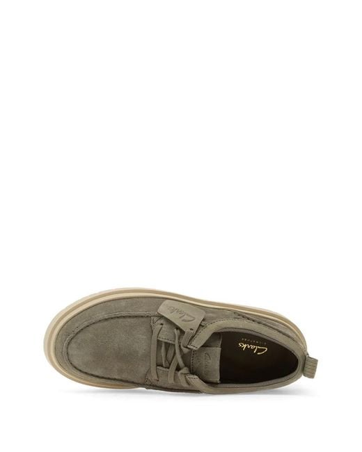 Clarks Green Suede Polden Sneakers for men