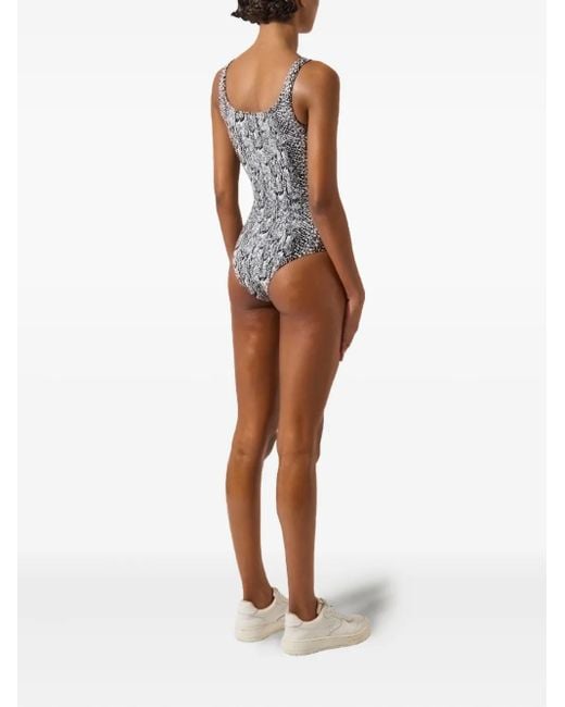 Wolford Gray Python-Print Bodysuit