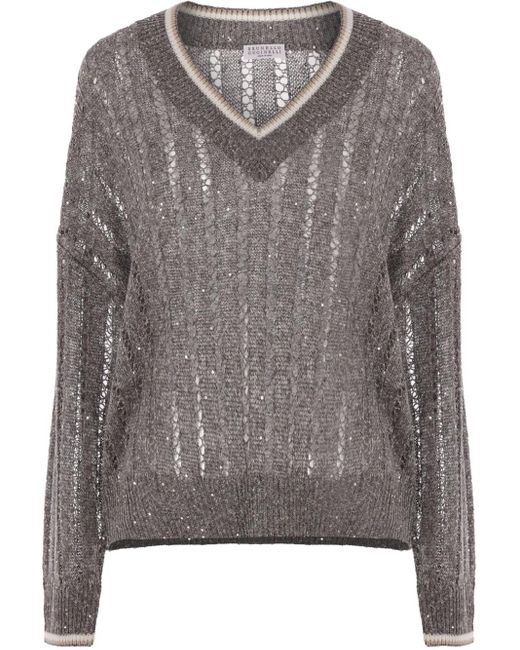 Brunello Cucinelli スパンコール セーター Gray