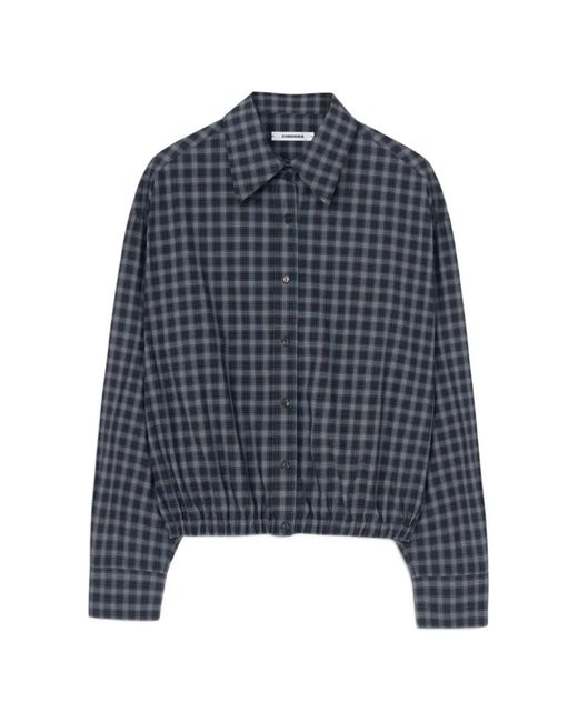 Cordera Blue Checked Elasticated-Hem Shirt