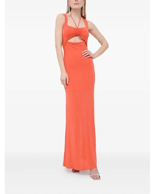 Patrizia Pepe Red Cutout Tie Maxi Dress