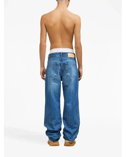 AMI Blue Low-Rise Straight-Leg Jeans