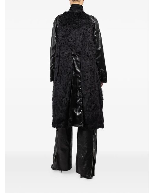 R13 Black Reversible Fringed Coat