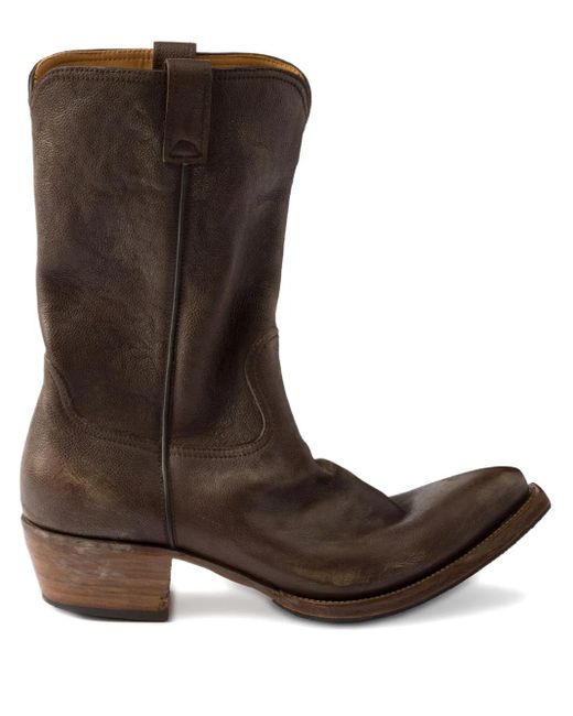 Prada Brown Leather Cowboy Boots for men