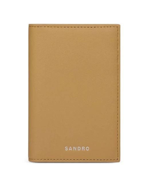 Sandro Natural Grained Leather Card Holder for men