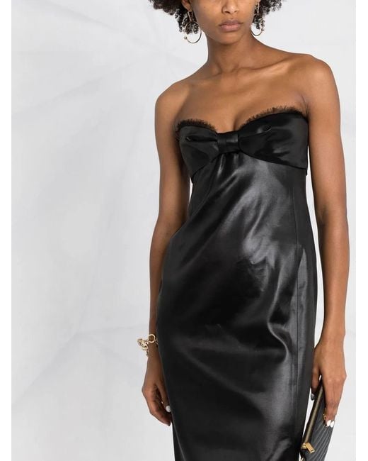 Saint Laurent Black Strapless Mid-Length Dress
