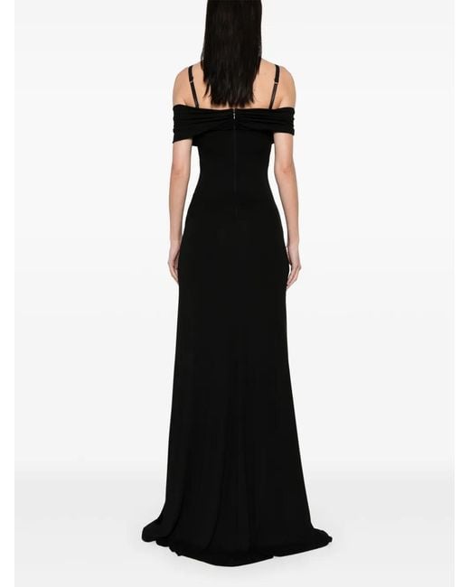 Elisabetta Franchi Black Corset Style Crepe Maxi Dress