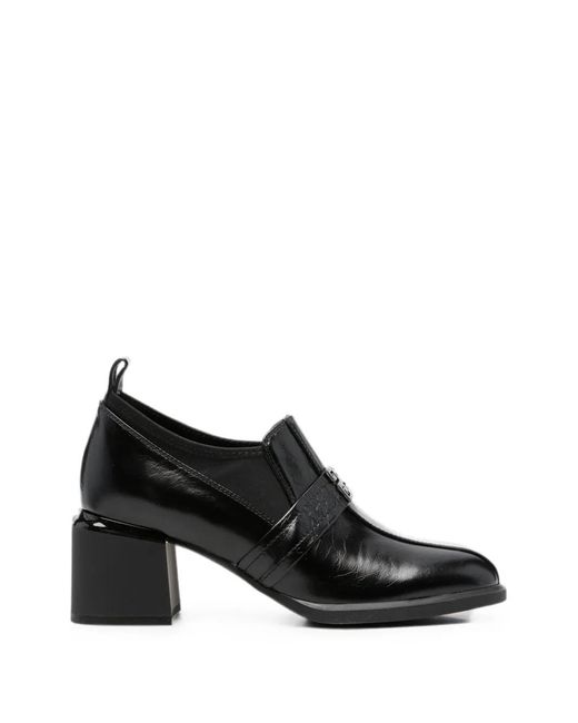 Linda Baumann Black Logo-Plaque Block-Heel Pumps