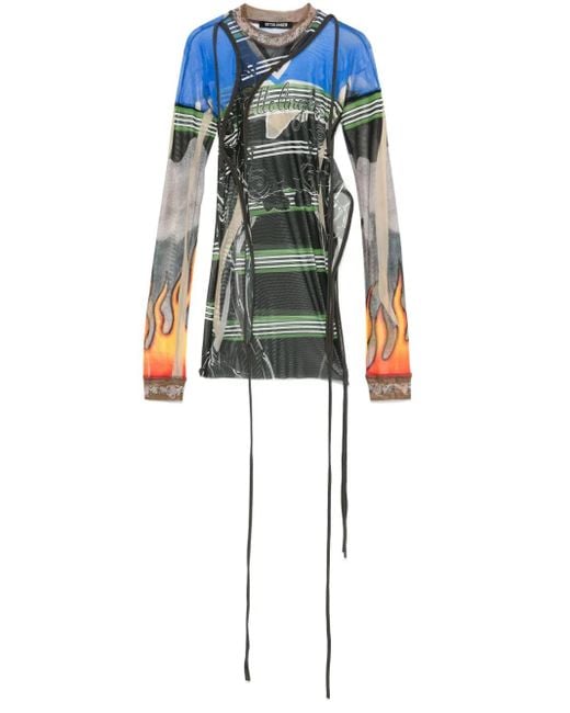 OTTOLINGER Blue Deconstructed Mesh T-Shirt