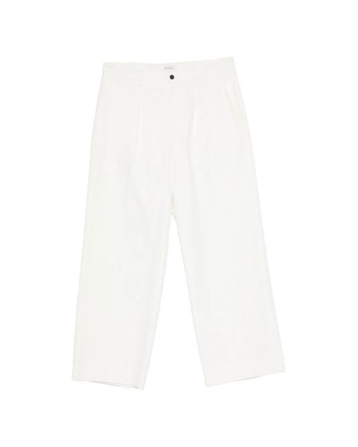 Second/Layer White Saico Pleated Trousers for men