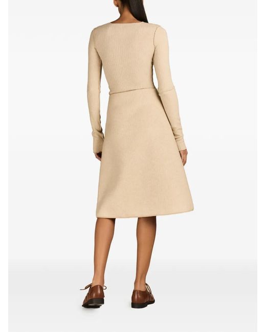 MARK-OFF Natural Brooklyn Ribbed-Knit Midi Skirt