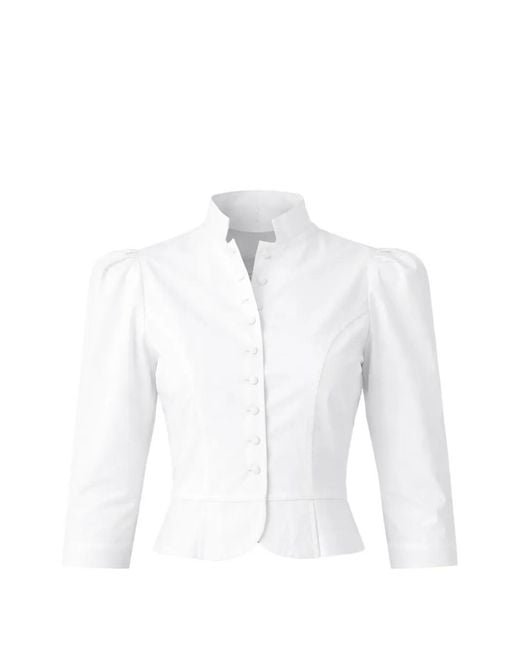 D'Estree White Amoako Buttoned Jacket