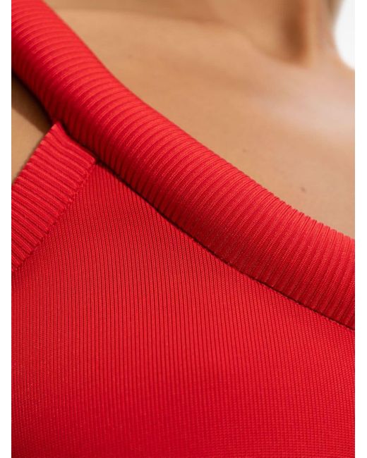 Alexander McQueen Red Ribbed Midi Dress