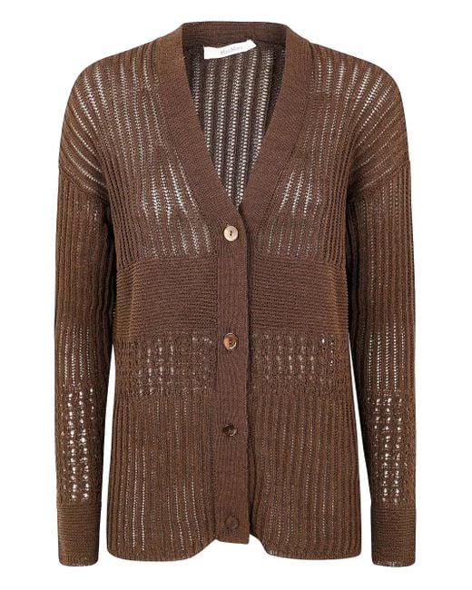 Max Mara オープンニット カーディガン Brown
