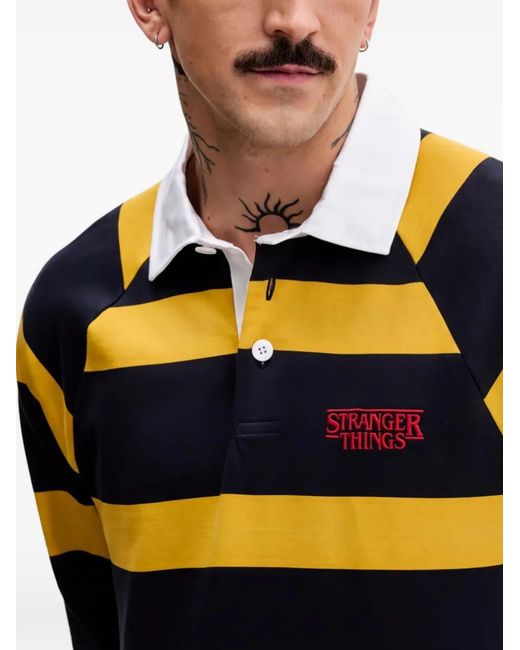 Benetton Blue X Stranger Things Striped Polo Shirt for men