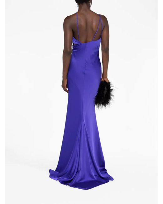 The Attico Purple Melva Asymmetric Sleeveless Gown
