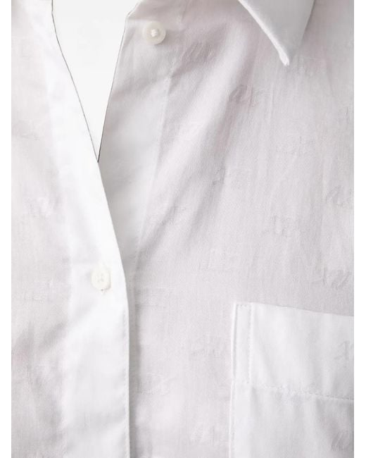 ARMANI EXCHANGE White Logo-Jacquard Chest-Pocket Shirt