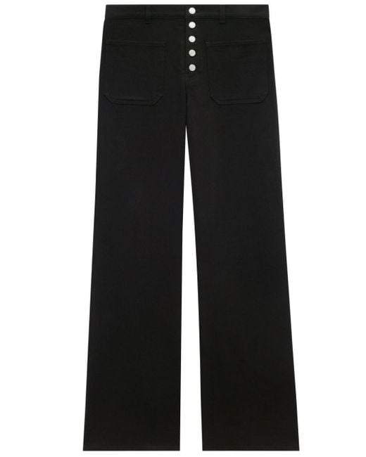 Courreges Black Button-front Wide-leg Cotton Jeans for men