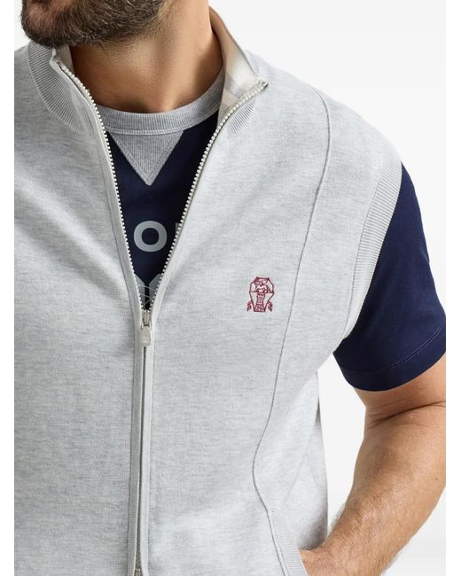 Brunello Cucinelli メンズ ブルー ジップアップ トップ 【公式通販】