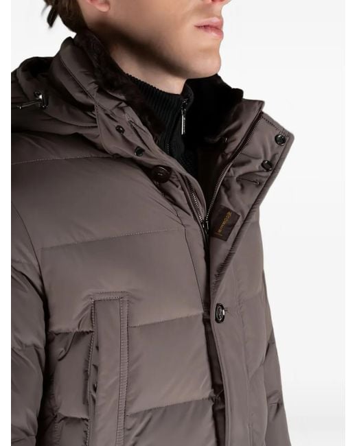 Moorer Brown Saturno Hooded Padded Coat for men