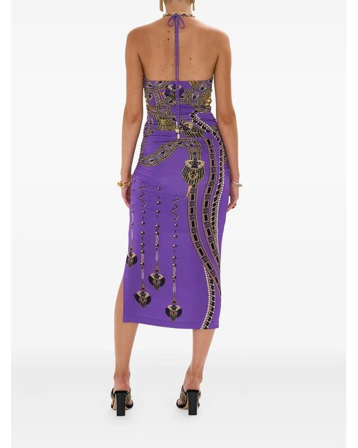 Camilla Purple Luxorland Lady Halterneck Midi Dress