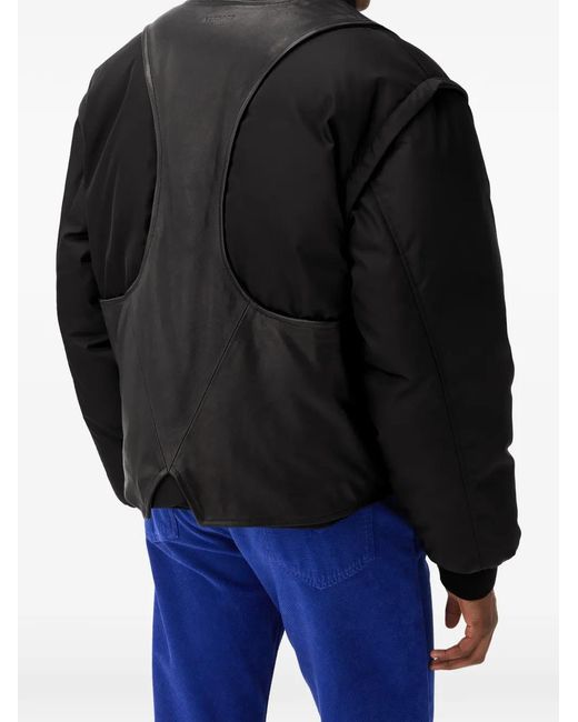 Versace Black Leather & Nylon Padded Blouson for men