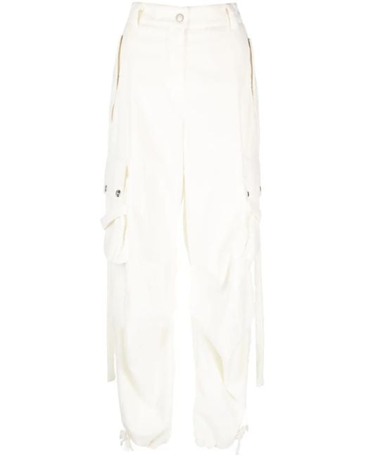 MSGM White Cargohose Mit Weitem Bein