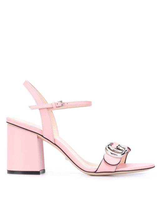 Gucci Pink Plateausandale mit Doppel G