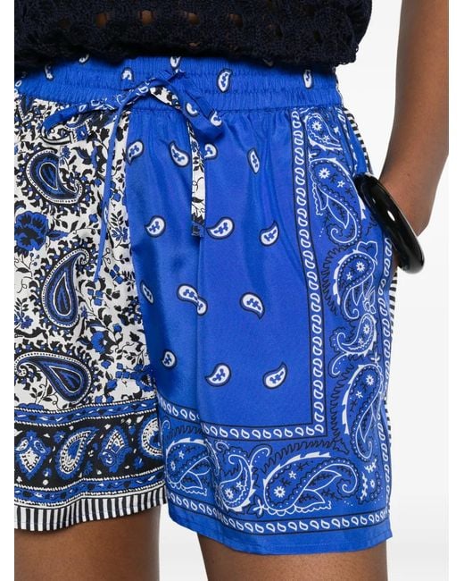 P.A.R.O.S.H. Blue Paisley Print Shorts