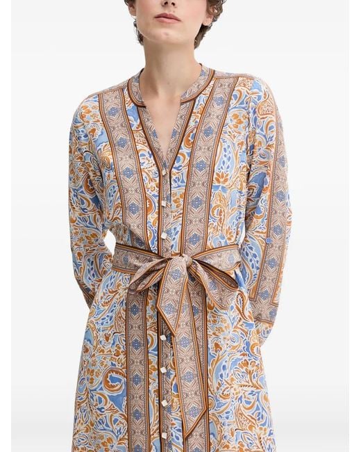 Hale Bob Blue Vienna Paisley Belt Midi Dress