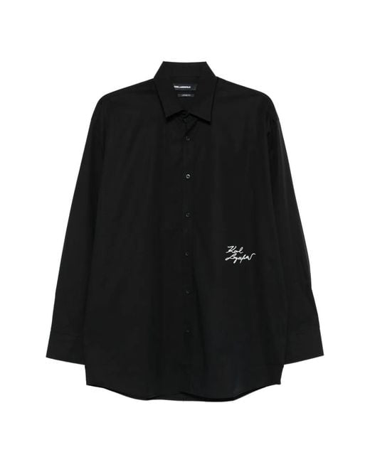 Karl Lagerfeld Black Chemise Signature En Coton for men