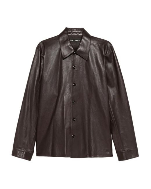 Our Legacy Brown Leather Overshirt for men
