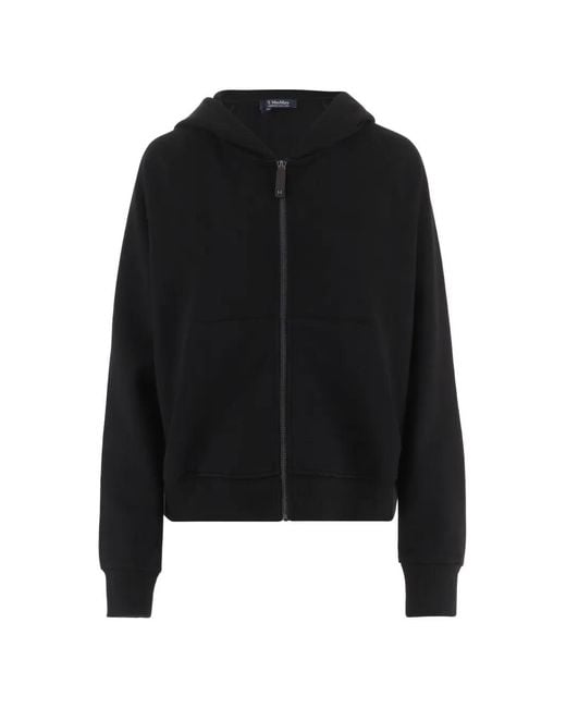 Max Mara Black Logo-Embroidered Zip-Up Hoodie