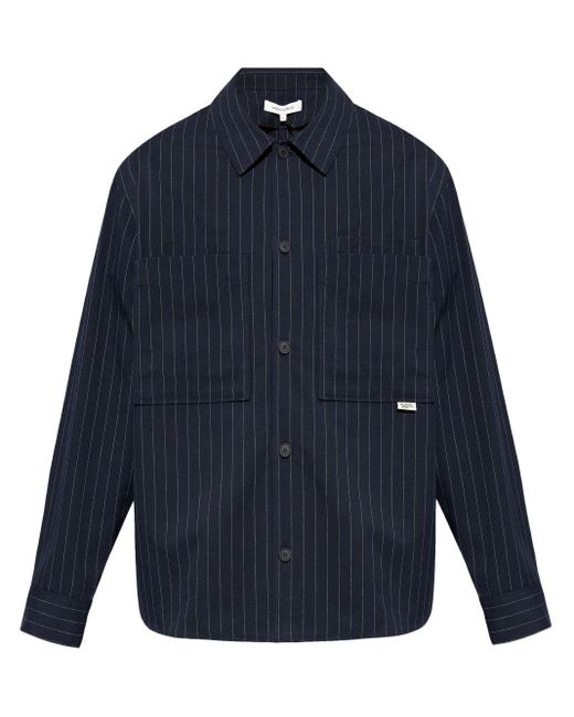 Maison Kitsuné Blue Pinstriped Shirt Jacket for men