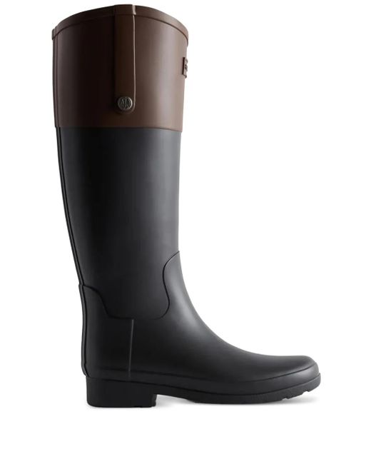 Hunter Black Bottes À Patch Logo