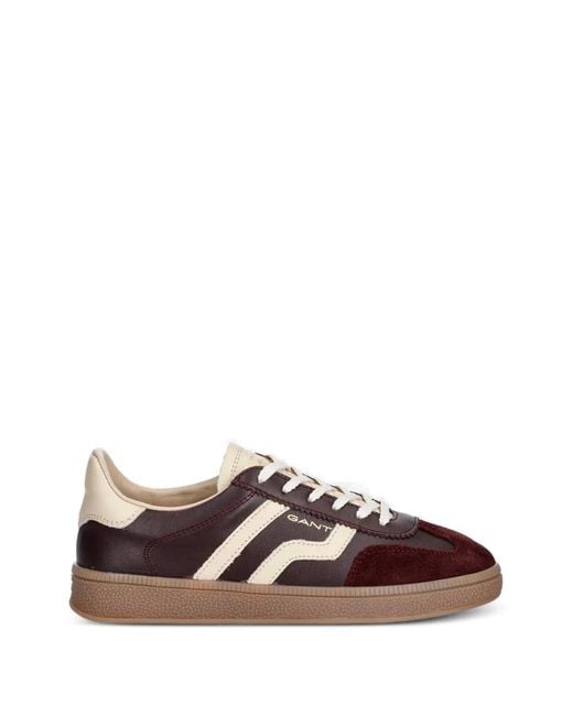Gant Brown Contrast-Stripe Panelled Sneakers
