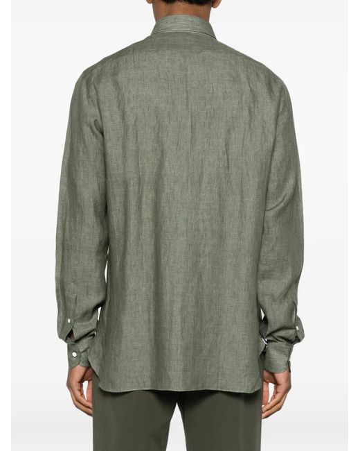 Isaia Green Button-Fastening Shirt for men