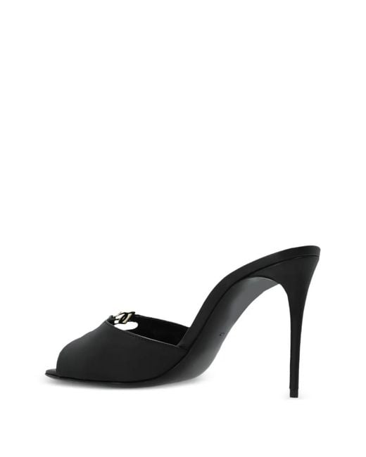 Dolce & Gabbana Black Cutout Logo Mules