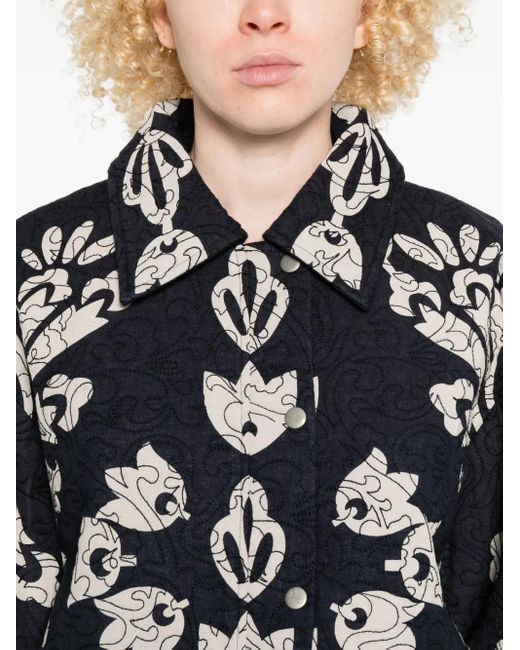 Sea Black Liliana Floral-Embroidered Quilted Jacket