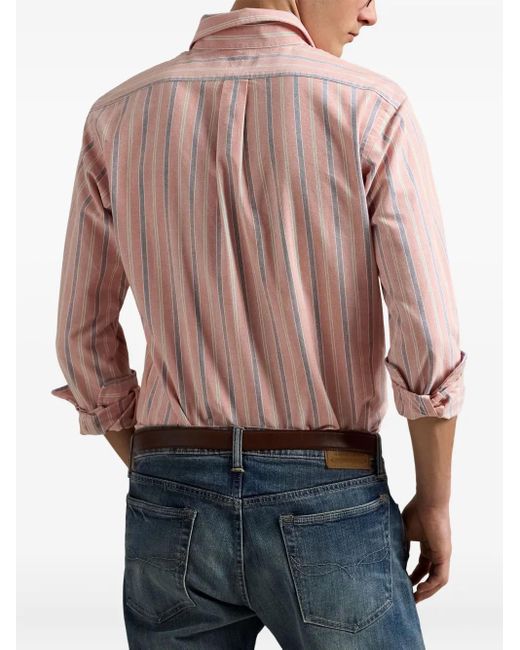 Polo Ralph Lauren Pink Chemise Rayée À Logo Brodé for men