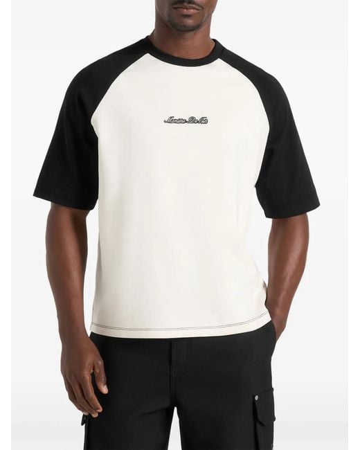 Manière De Voir Black Signature Raglan Cotton T-Shirt