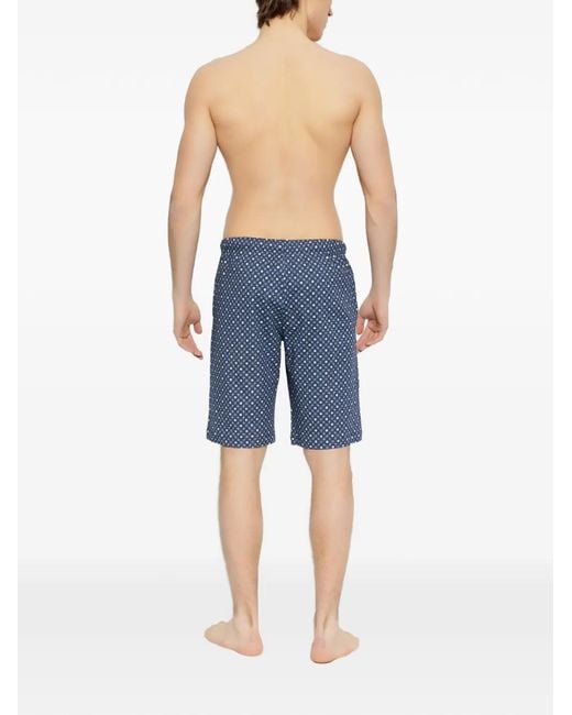Hanro Blue Drawstring Patterned Shorts for men