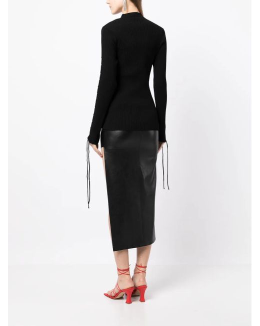 Off-White c/o Virgil Abloh Black Lace-Detail Ribbed Top