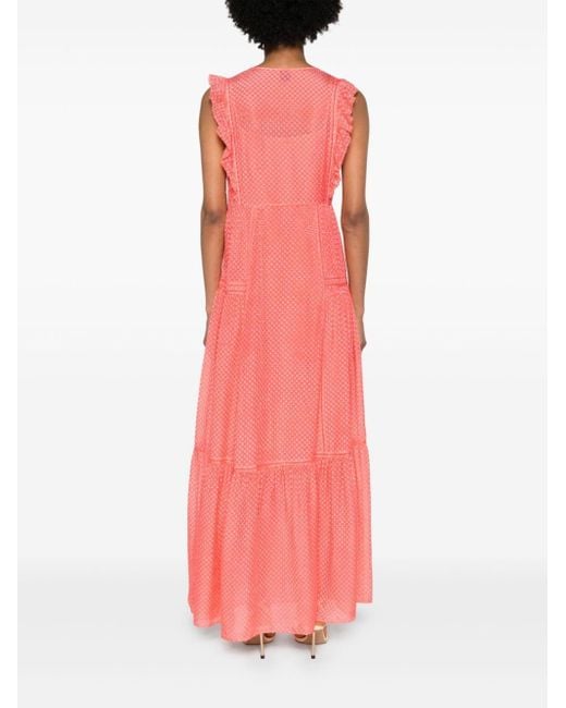 Boss Pink Tiered Textured Midi Dress
