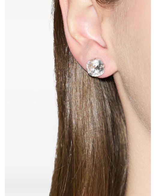 Isabel Marant White Heart-Shaped Crystal Earrings