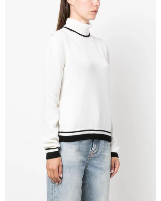 MSGM White Stripe-Edge Wool-Blend Jumper