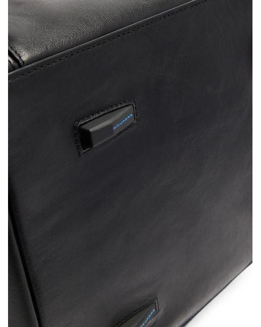 Piquadro Black Logo-Plaque Leather Holdall for men