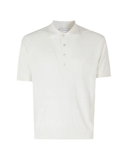 Paolo Pecora Men's White Short-Sleeve Silk Polo Shirt